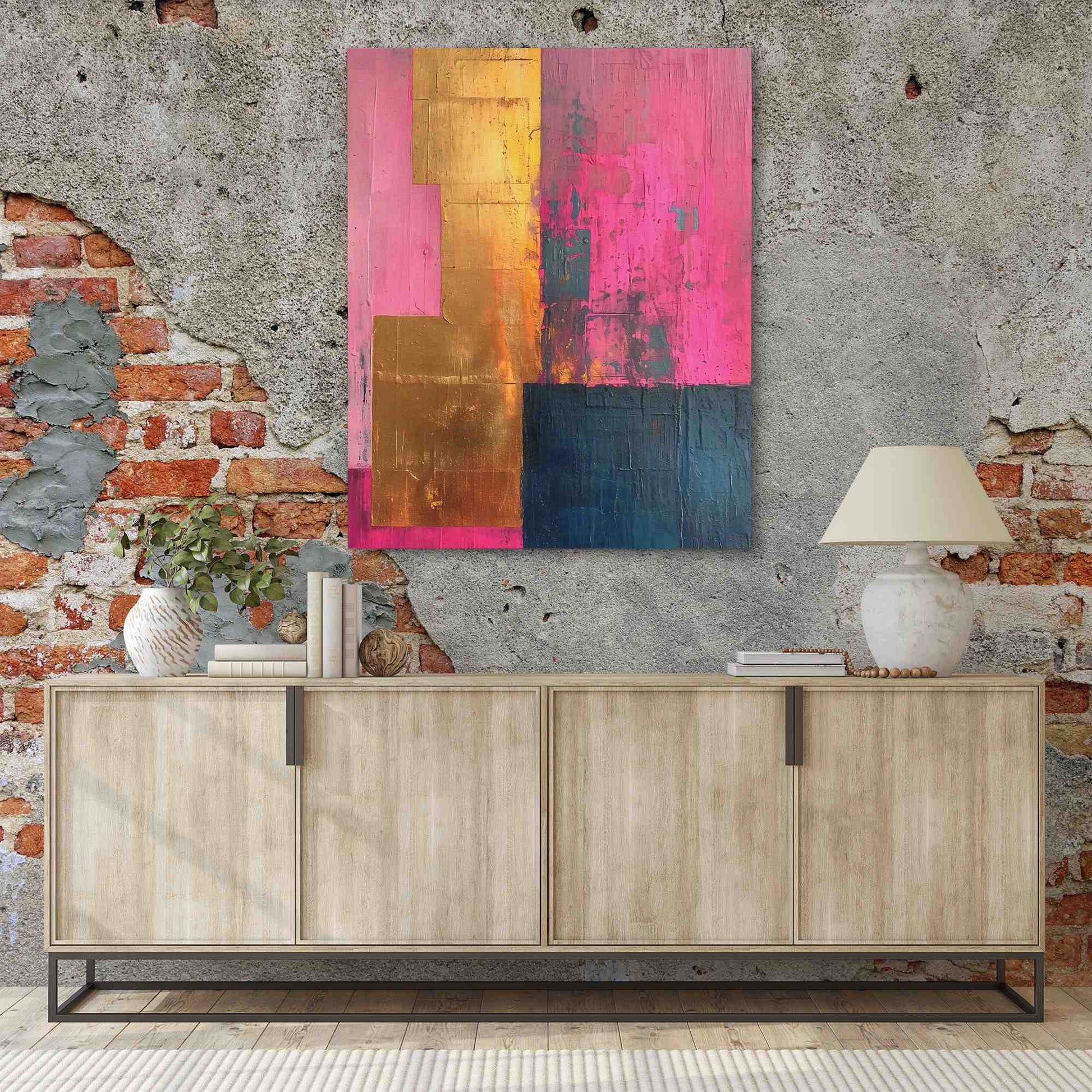 Luxurious Pink - Black Wall Art for Lounge