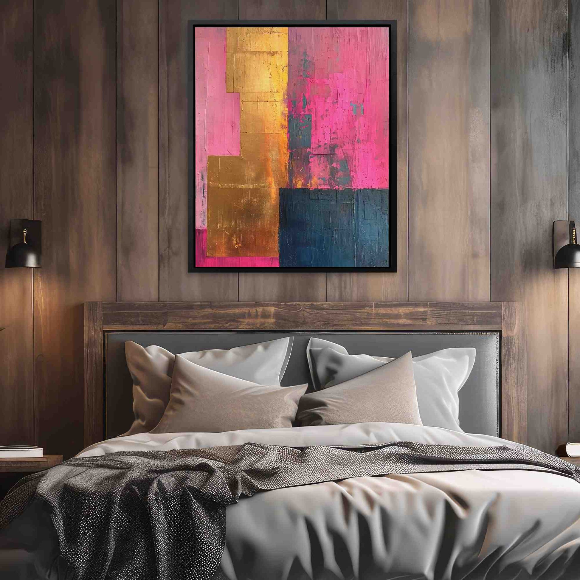 Luxurious Pink - Abstract Wall Art in Black Frame