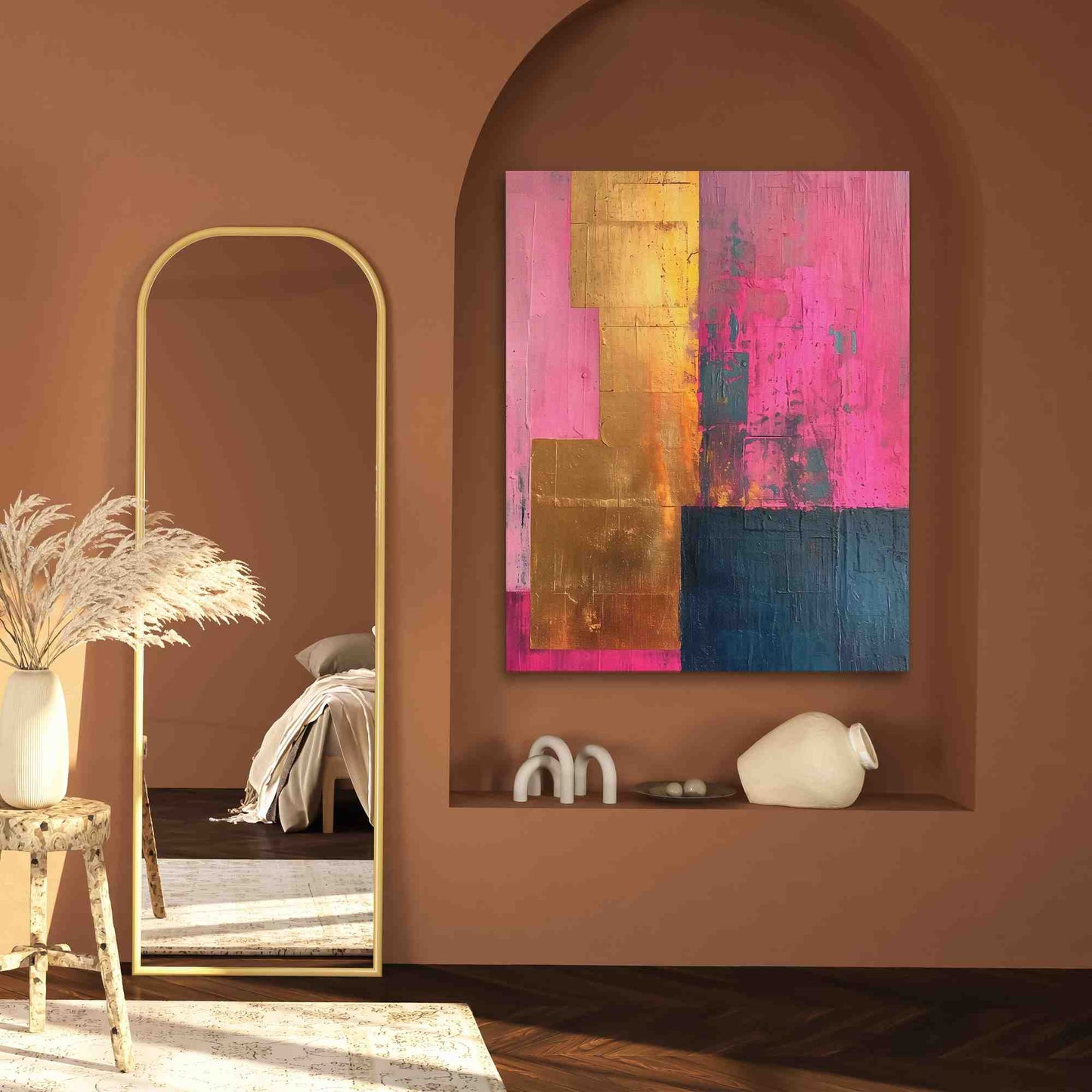 Luxurious Pink - Abstract Black Canvas Wall Art