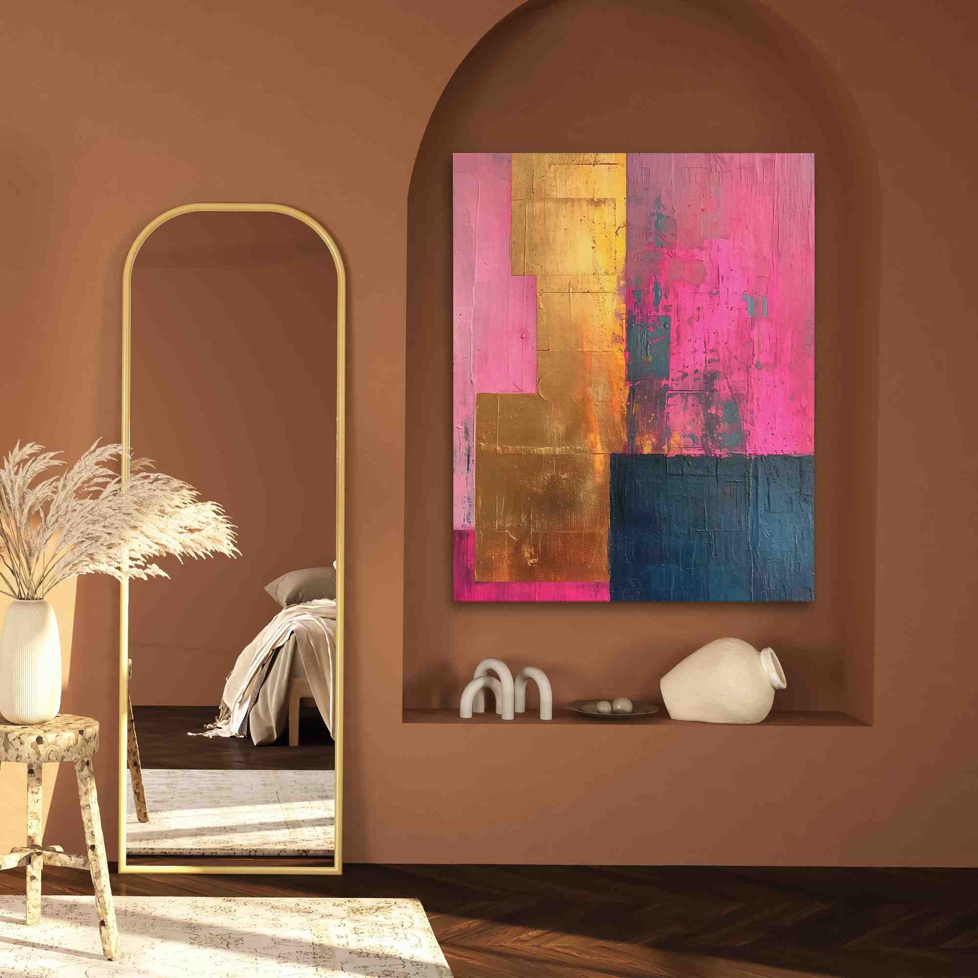 Luxurious Pink - Abstract Black Canvas Wall Art