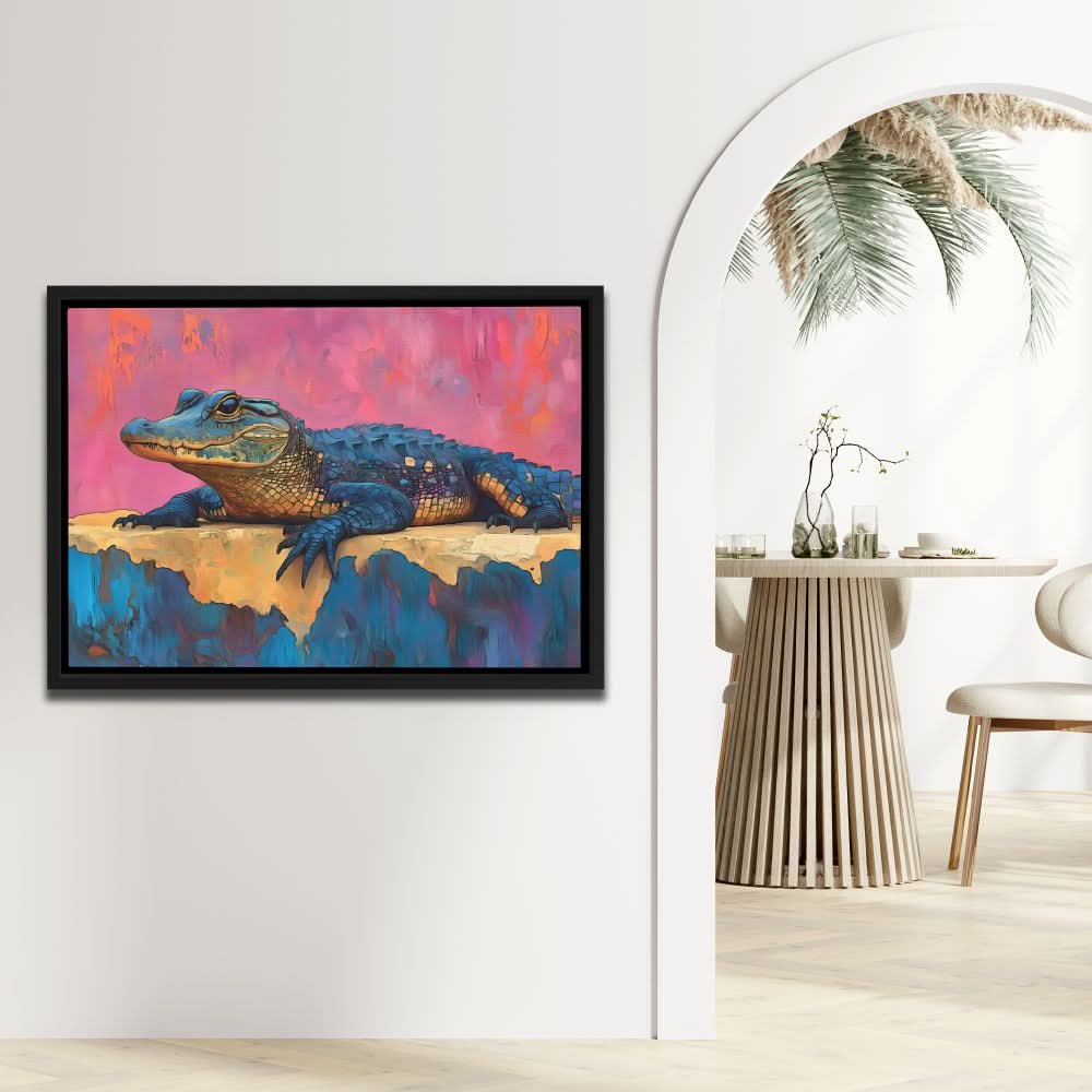Luxury Crocodile - Contemporary Wall Art in Black Frame