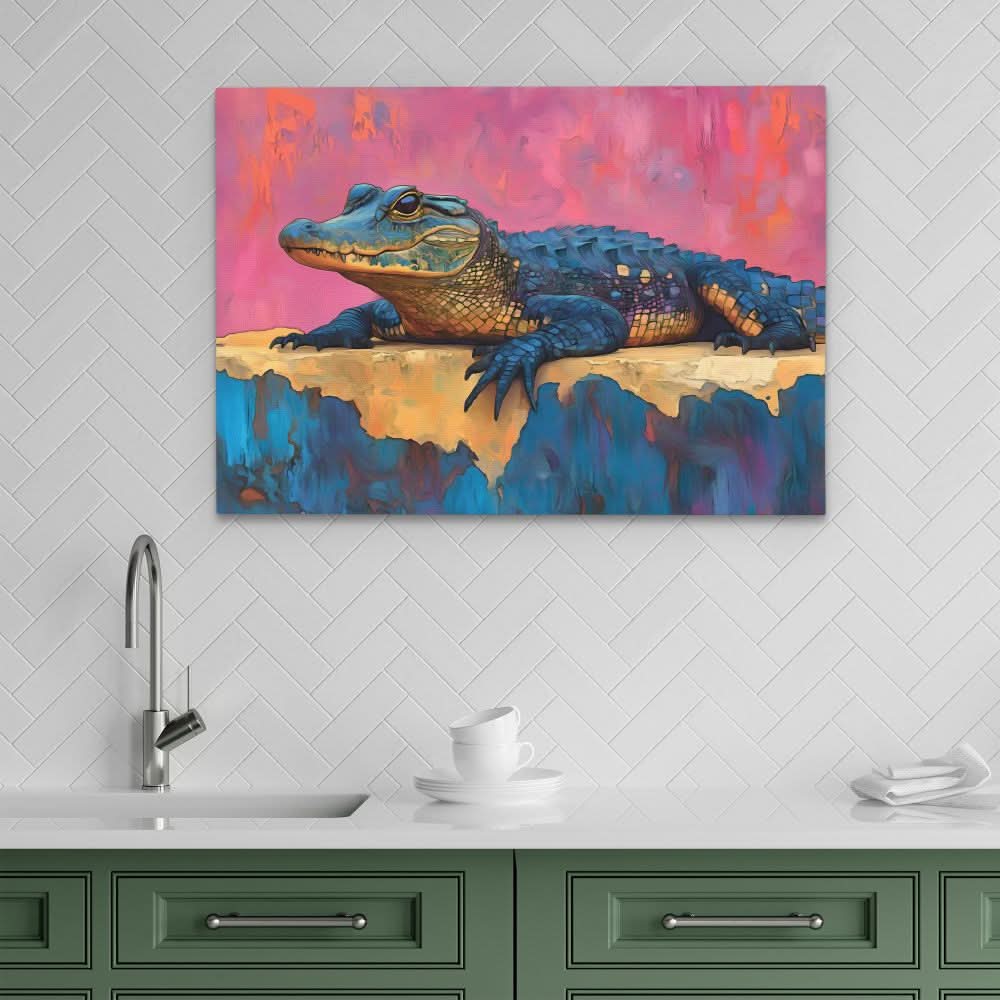Luxury Crocodile - Crocodile Wall Art in Black Frame