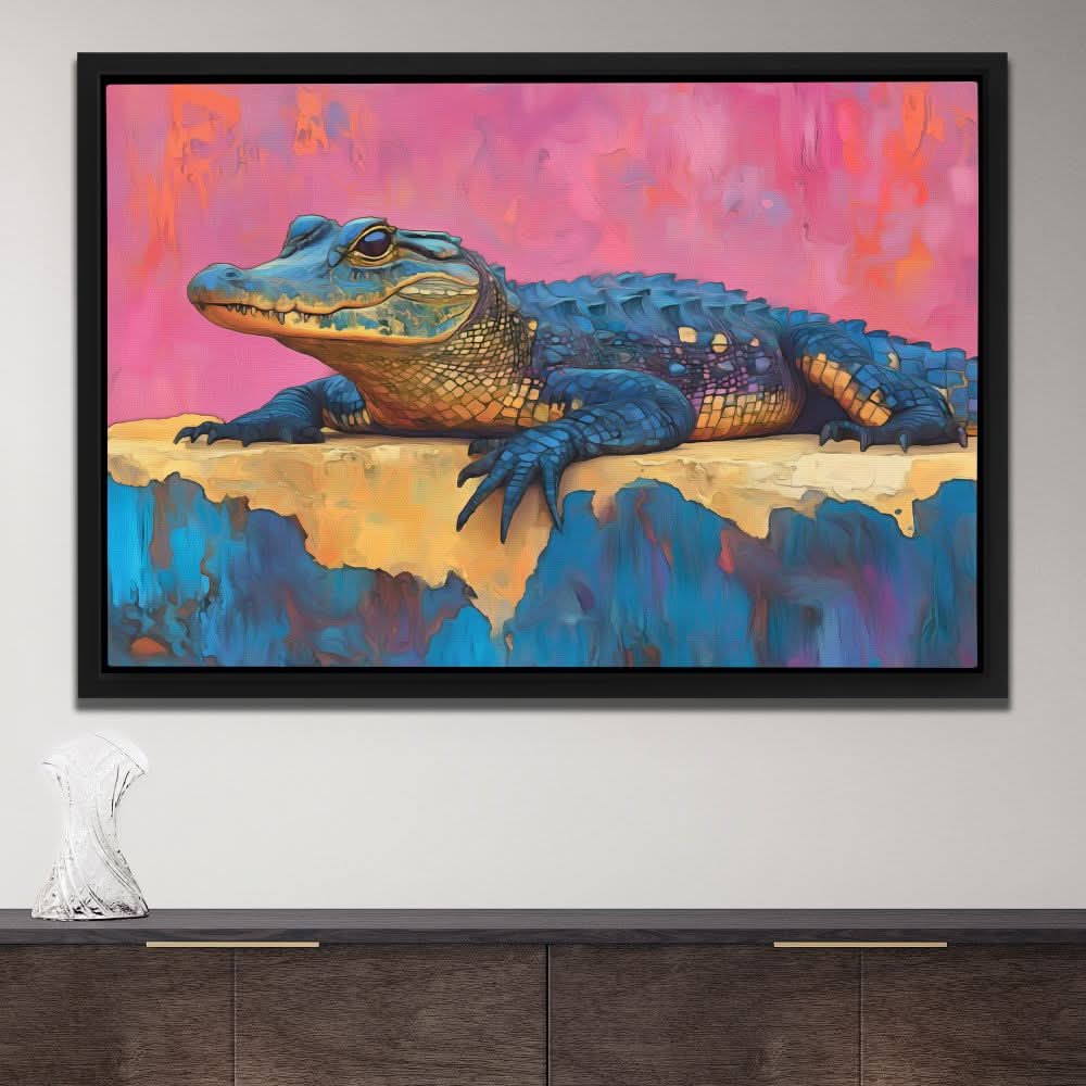Luxury Crocodile - Blue Crocodile Canvas Print