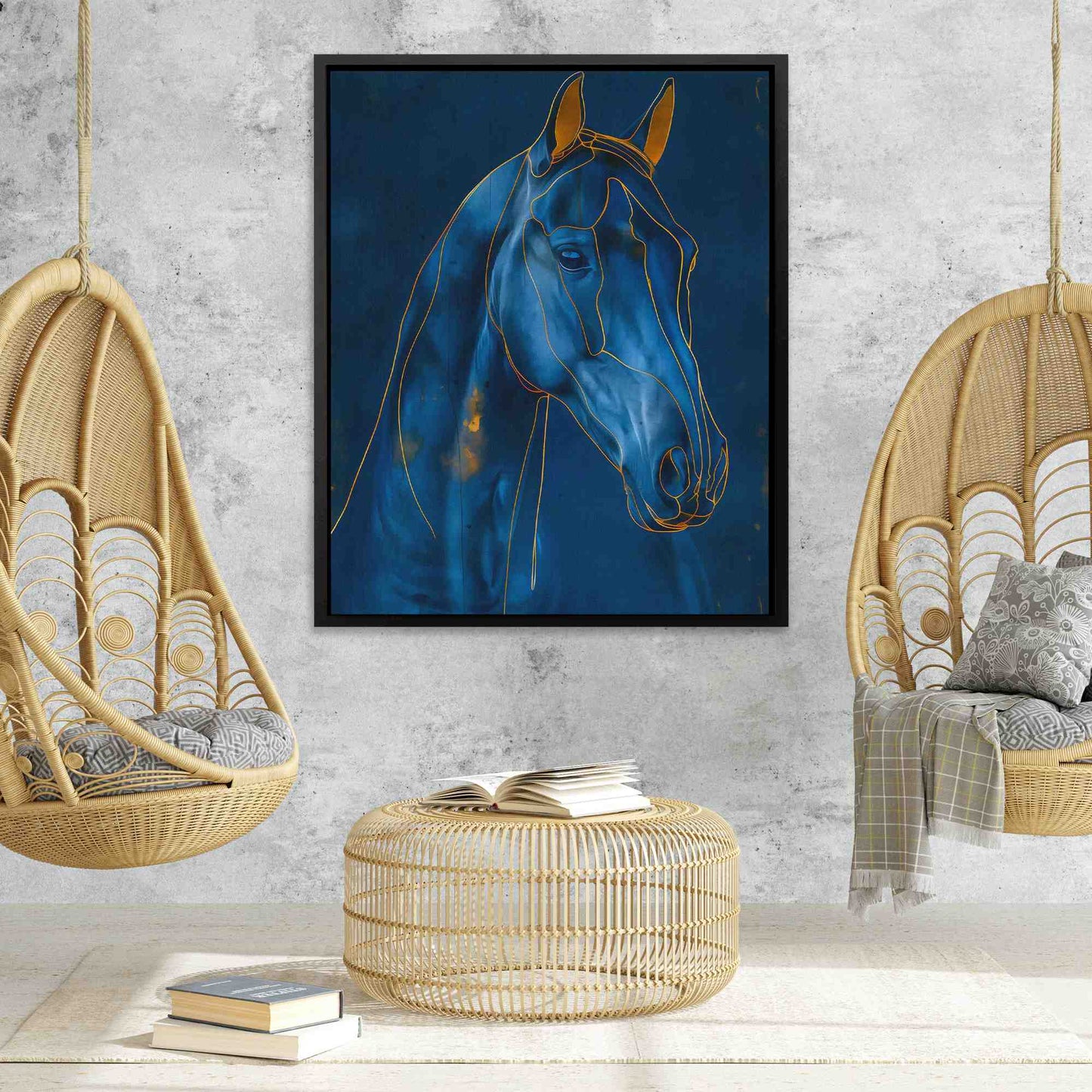 Luxury Horse - Blue Canvas Wall Art