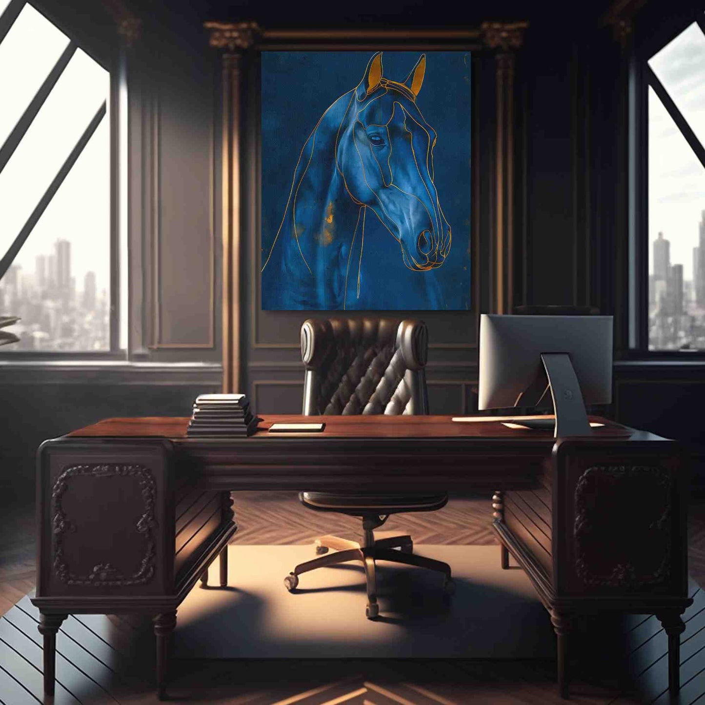Luxury Horse - Blue Farm Canvas Print