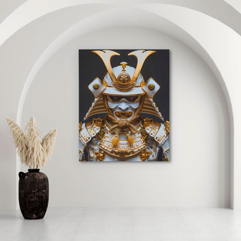 Luxury Samurai - Black and Gold Japanese Canvas Print