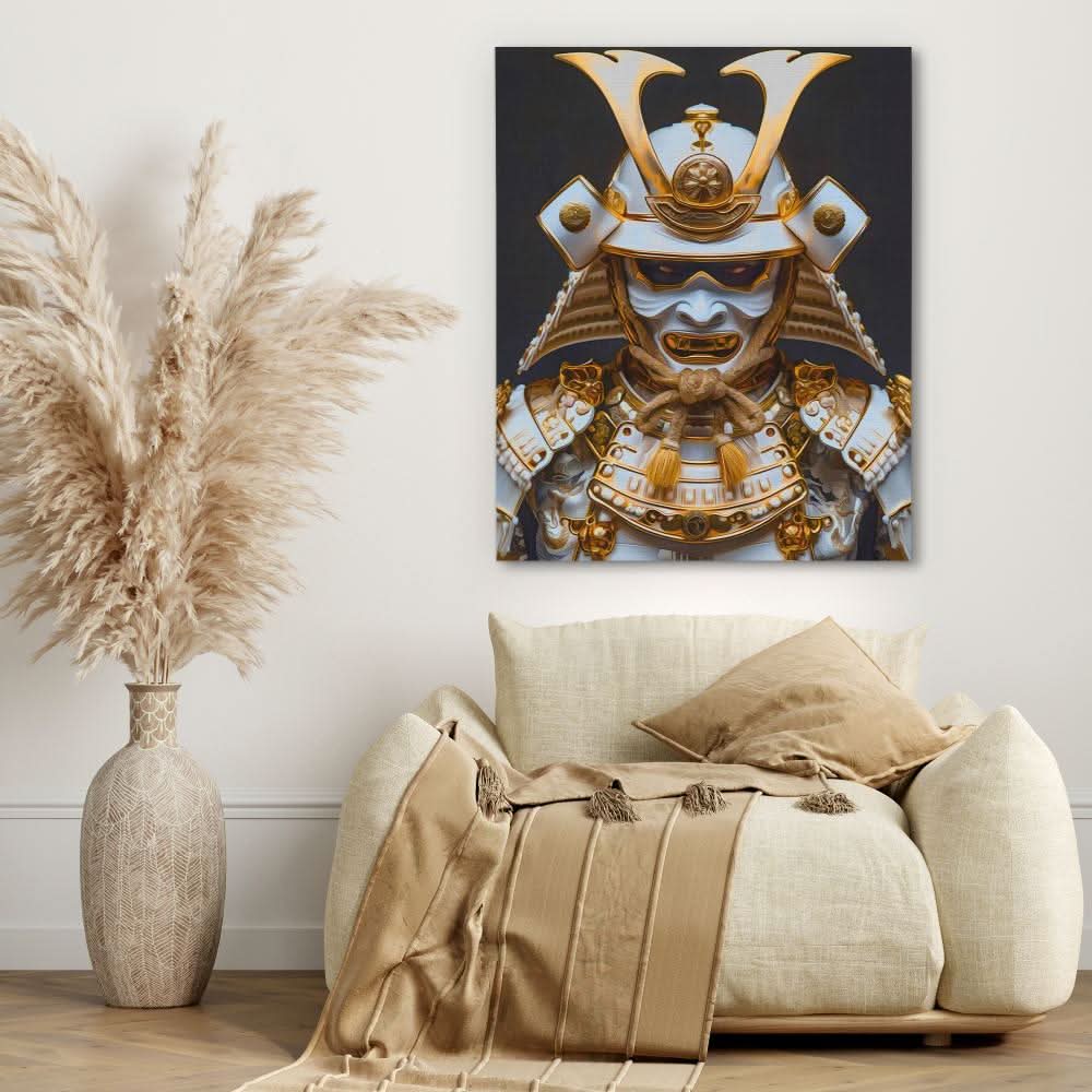 Luxury Samurai - Black Gold and White Art for Home Office