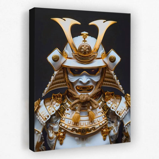 Luxury Samurai - Black Gold and White Canvas Wall Art
