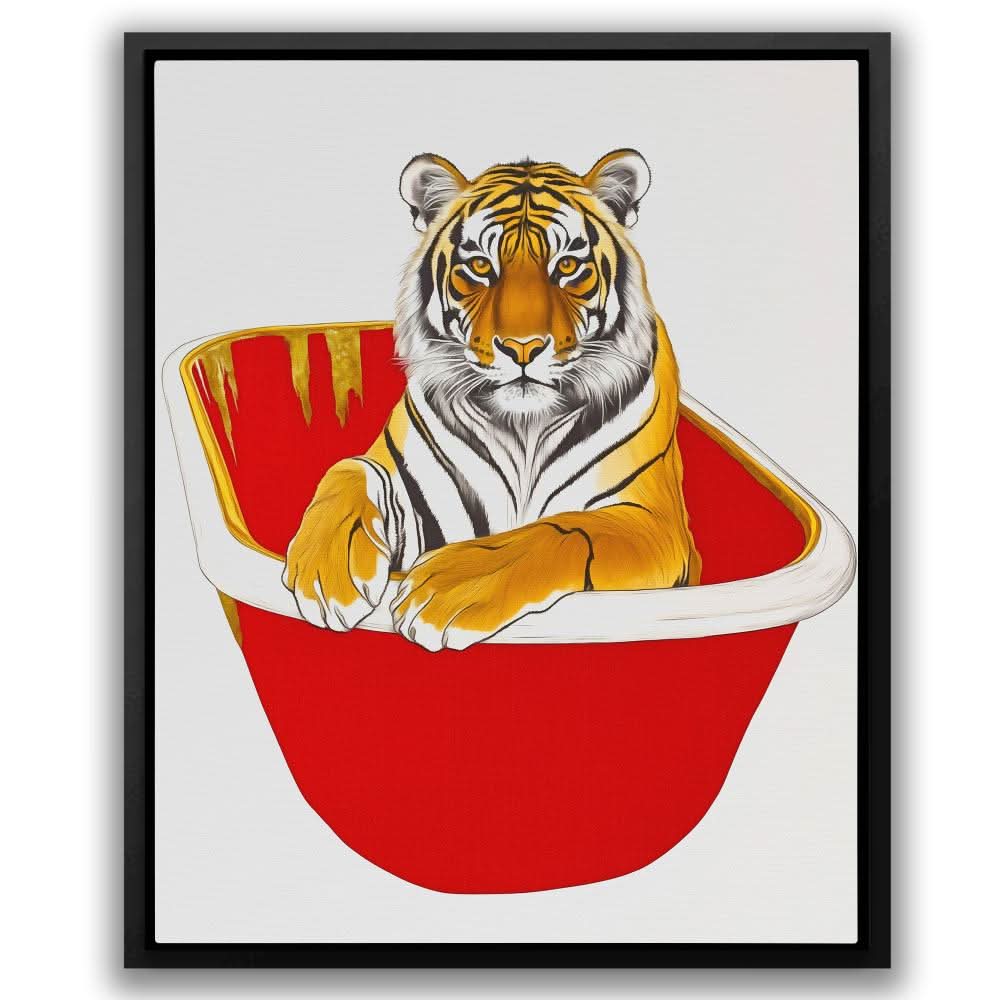 Luxury Tiger Bath - Red Big Cat Canvas Print