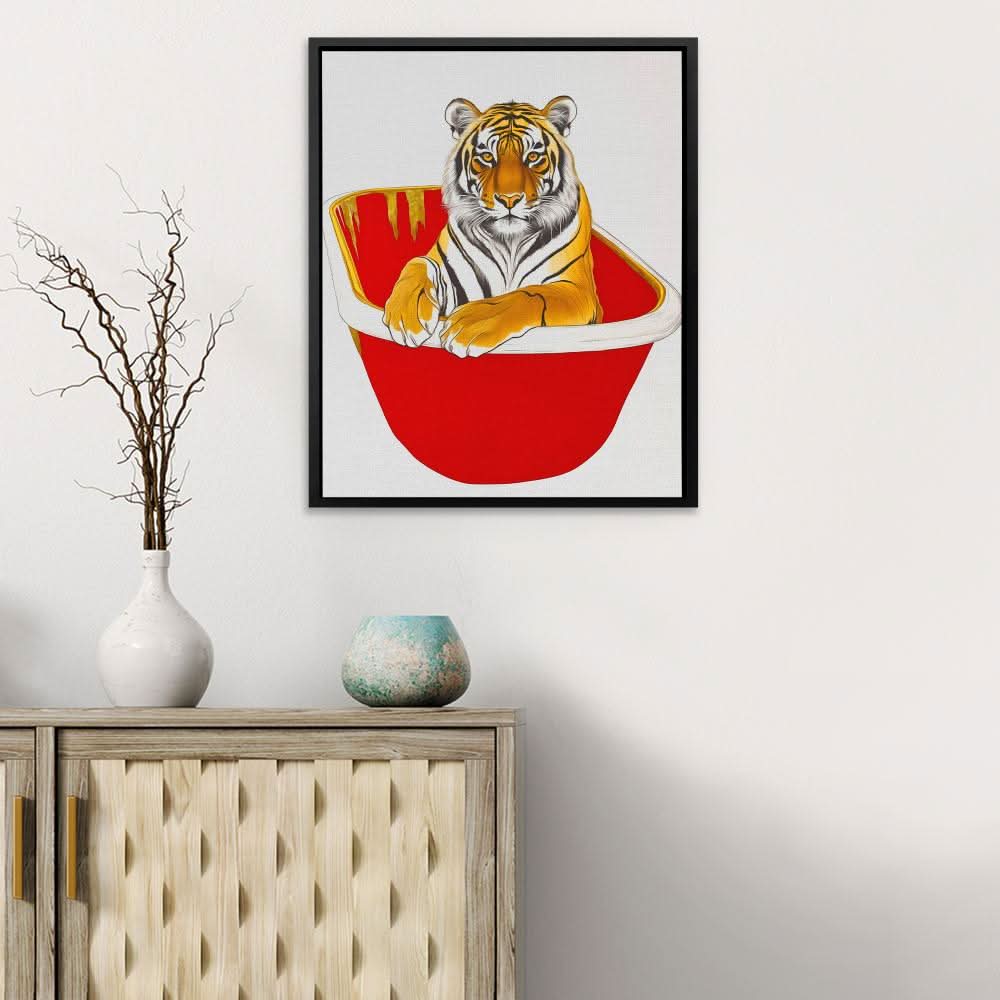 Luxury Tiger Bath - Oversized Animals Canvas Wall Art
