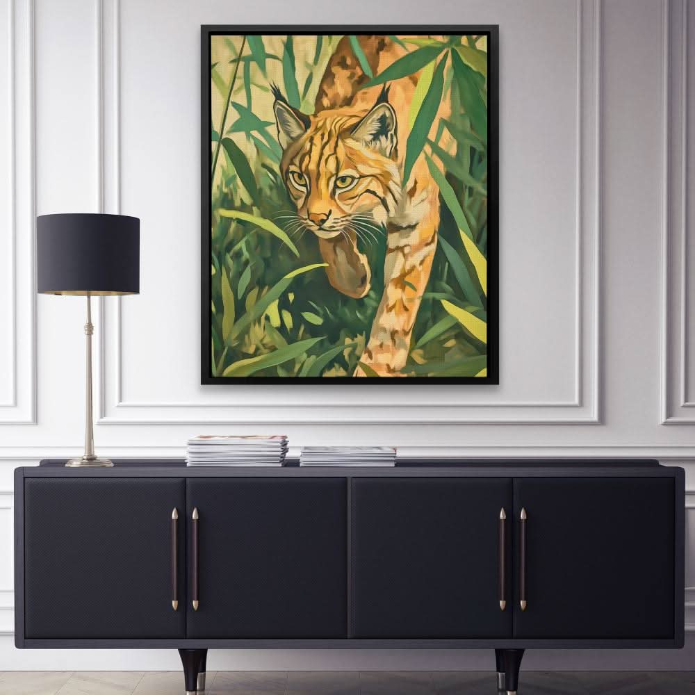 Lynx Jungle Stalker - Earth Tones Wall Art for Office