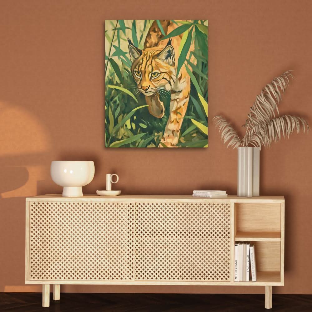Lynx Jungle Stalker - Earth Tones Canvas Wall Art
