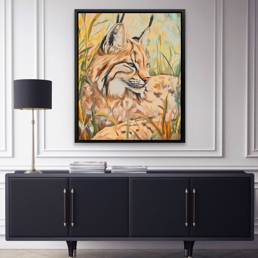 Lynx Meadow Rest - Large Canvas Print
