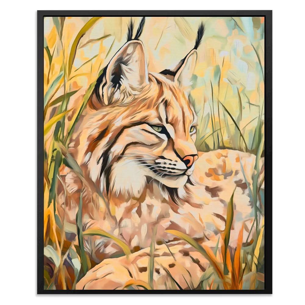 Lynx Meadow Rest - Beige Canvas Wall Art