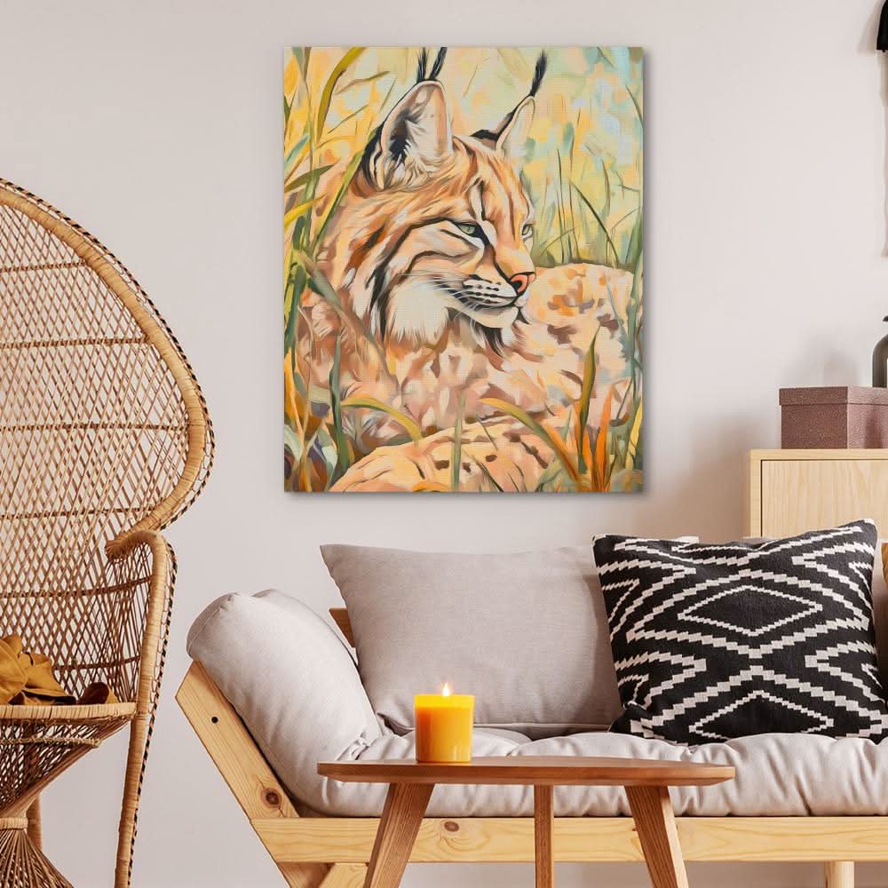 Lynx Meadow Rest - Animals Art for Bedroom