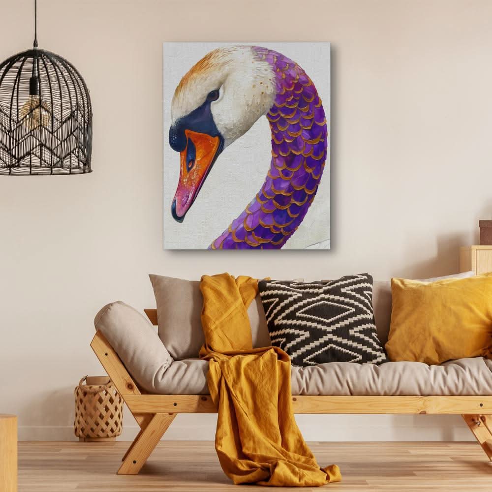 Magenta Swan - Large Modern Canvas Print