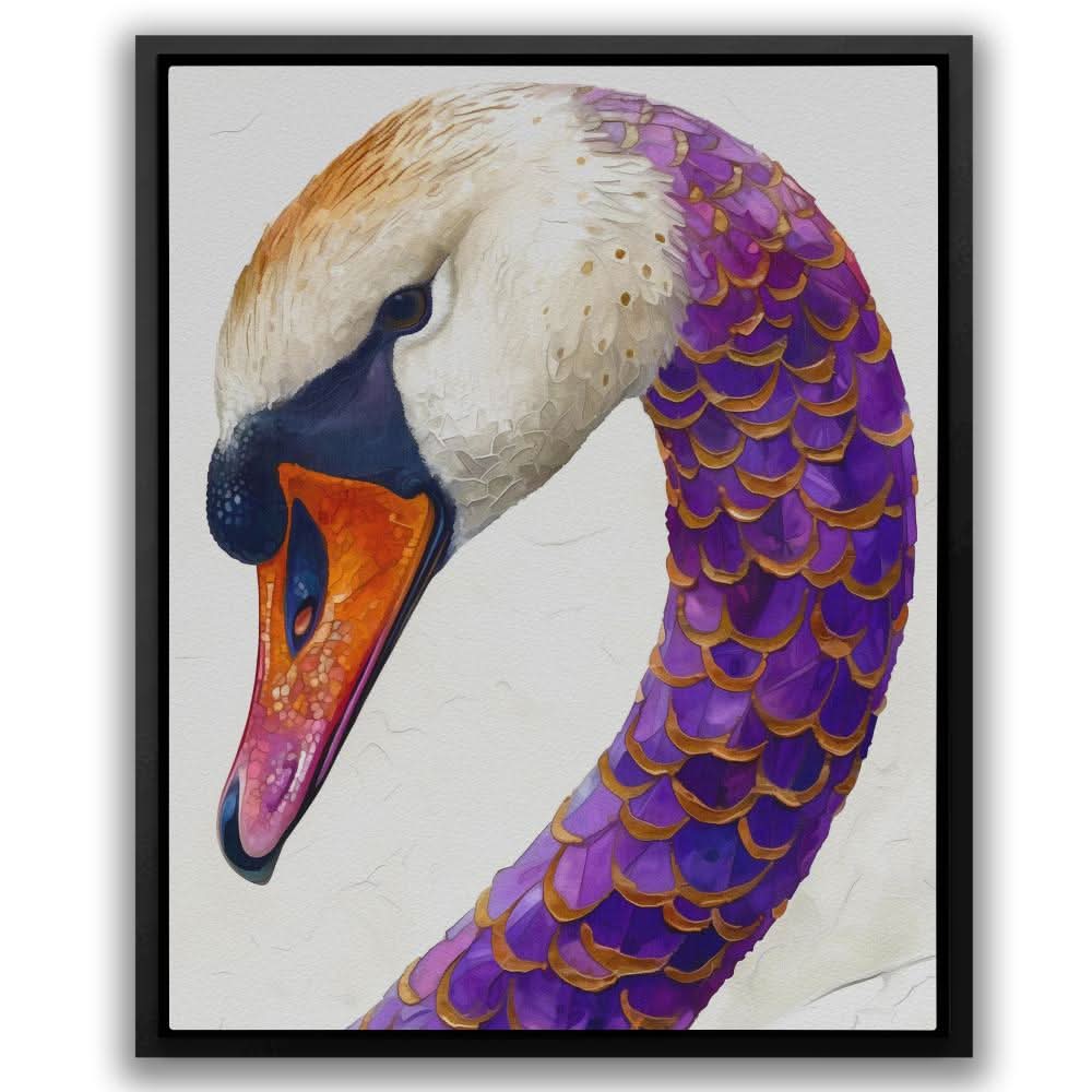 Magenta Swan - Watercolor Purple Canvas Wall Art