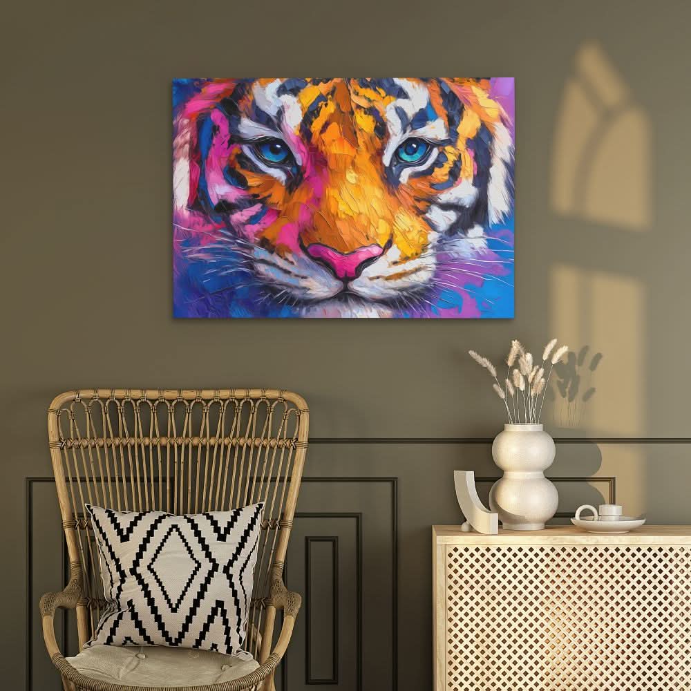Magenta Tiger - Tiger Wall Art in Black Frame