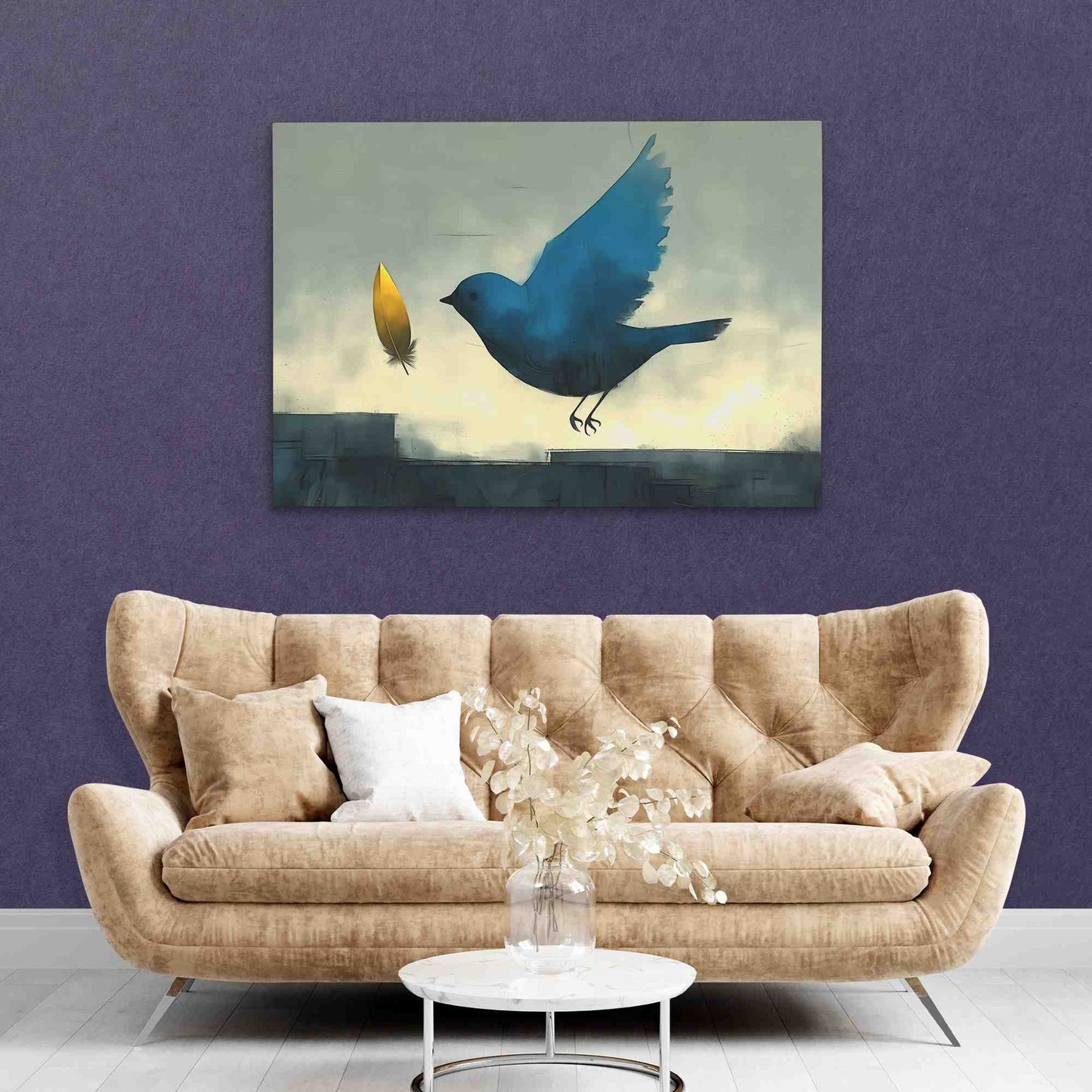 Magical Gold Feather - Large Abstract Canvas Print