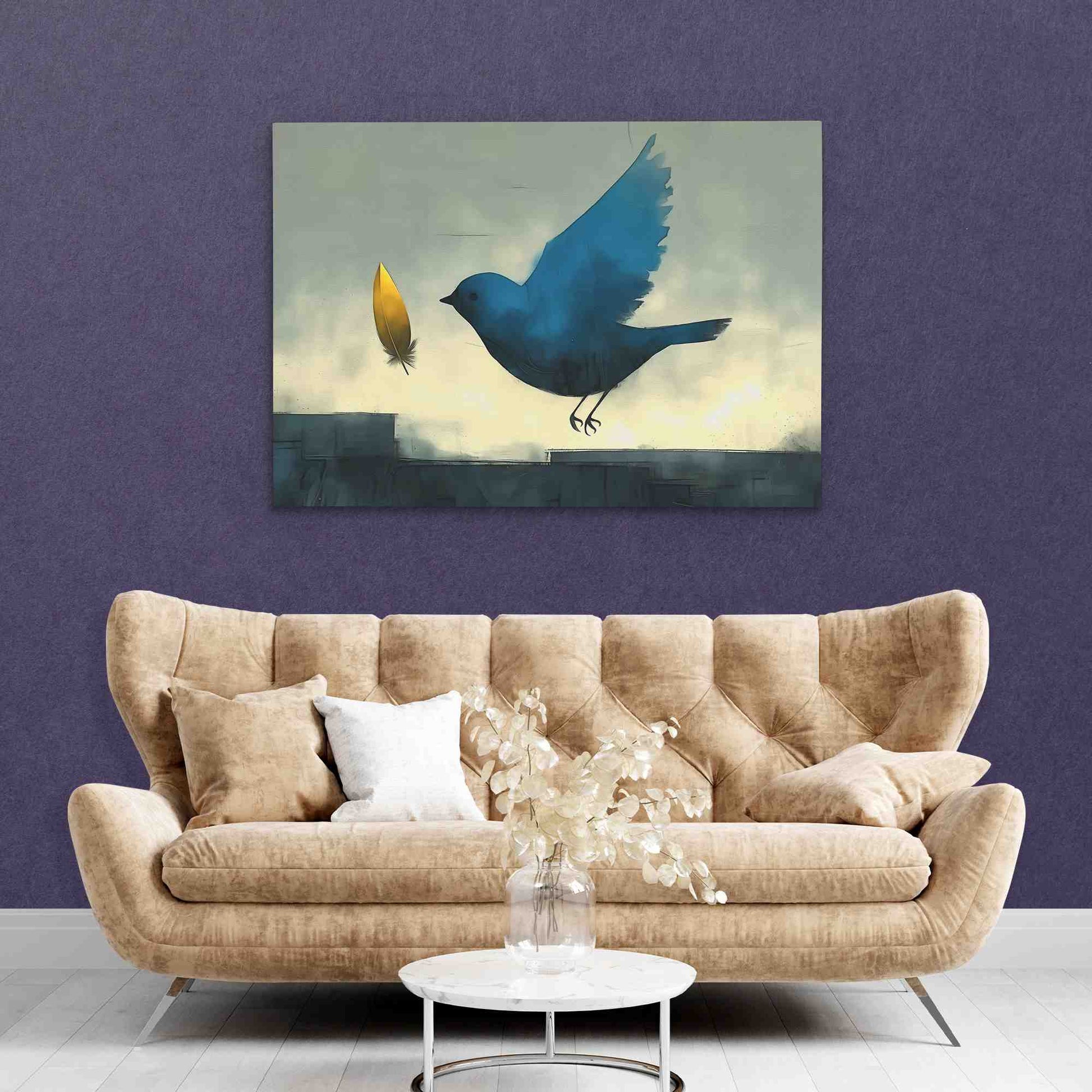 Magical Gold Feather - Large Abstract Canvas Print