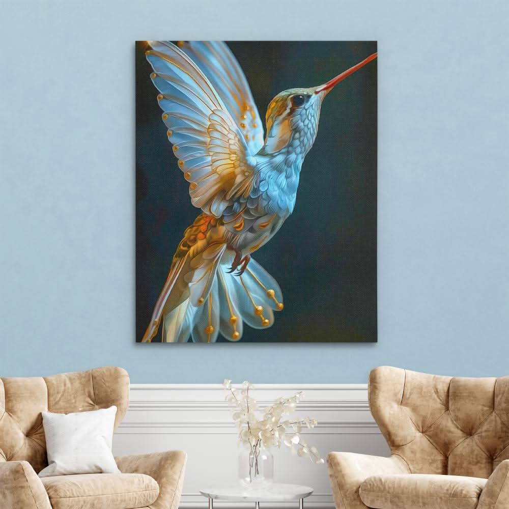 Magical Hummingbird - Wall Art in Black Frame