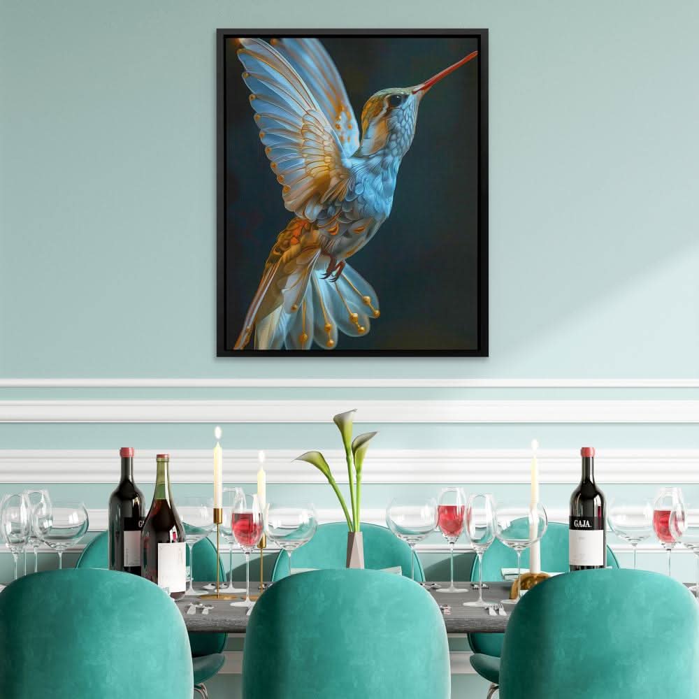 Magical Hummingbird - Nature Wall Art in Black Frame