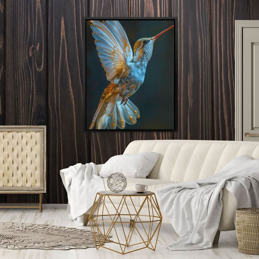 Magical Hummingbird - Blue Canvas Wall Art
