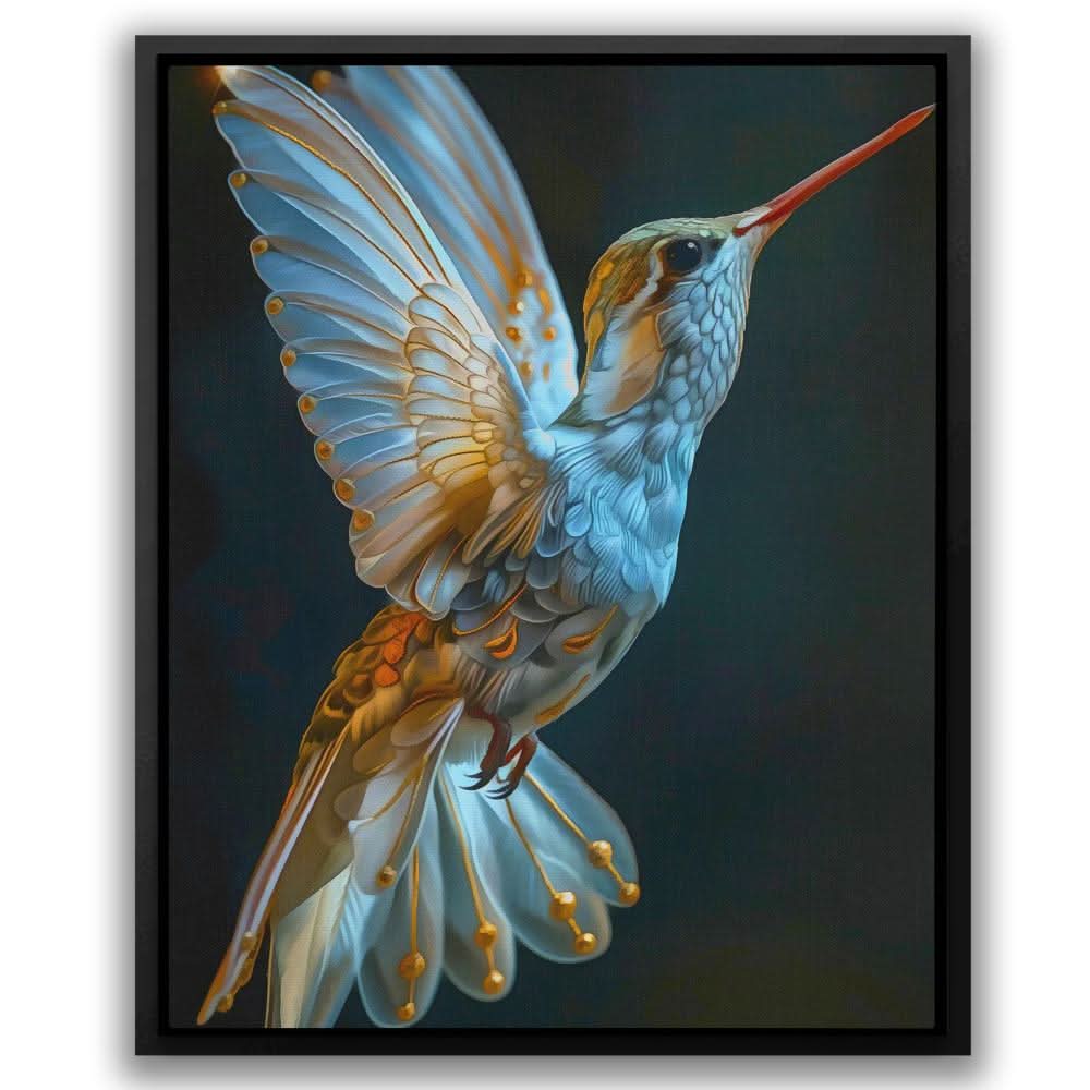 Magical Hummingbird - Blue Nature Canvas Print