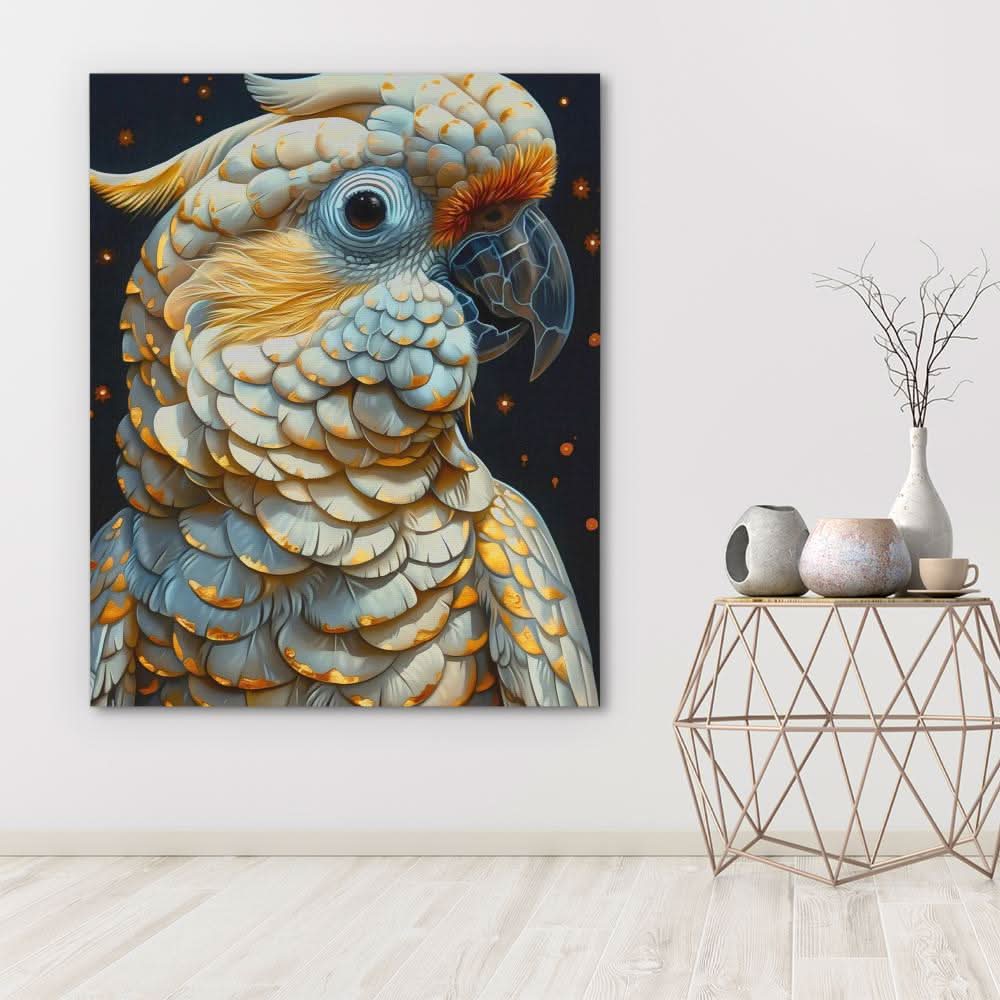 Magical Parrot - Gold Bird Canvas Print
