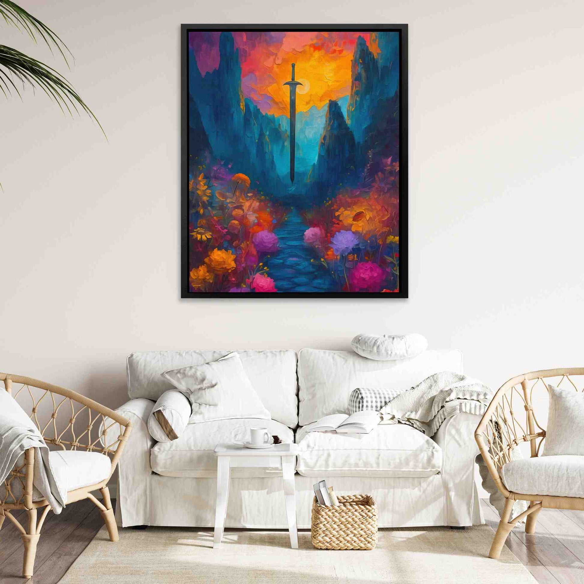 Magical Sword - Medieval Wall Art in Black Frame