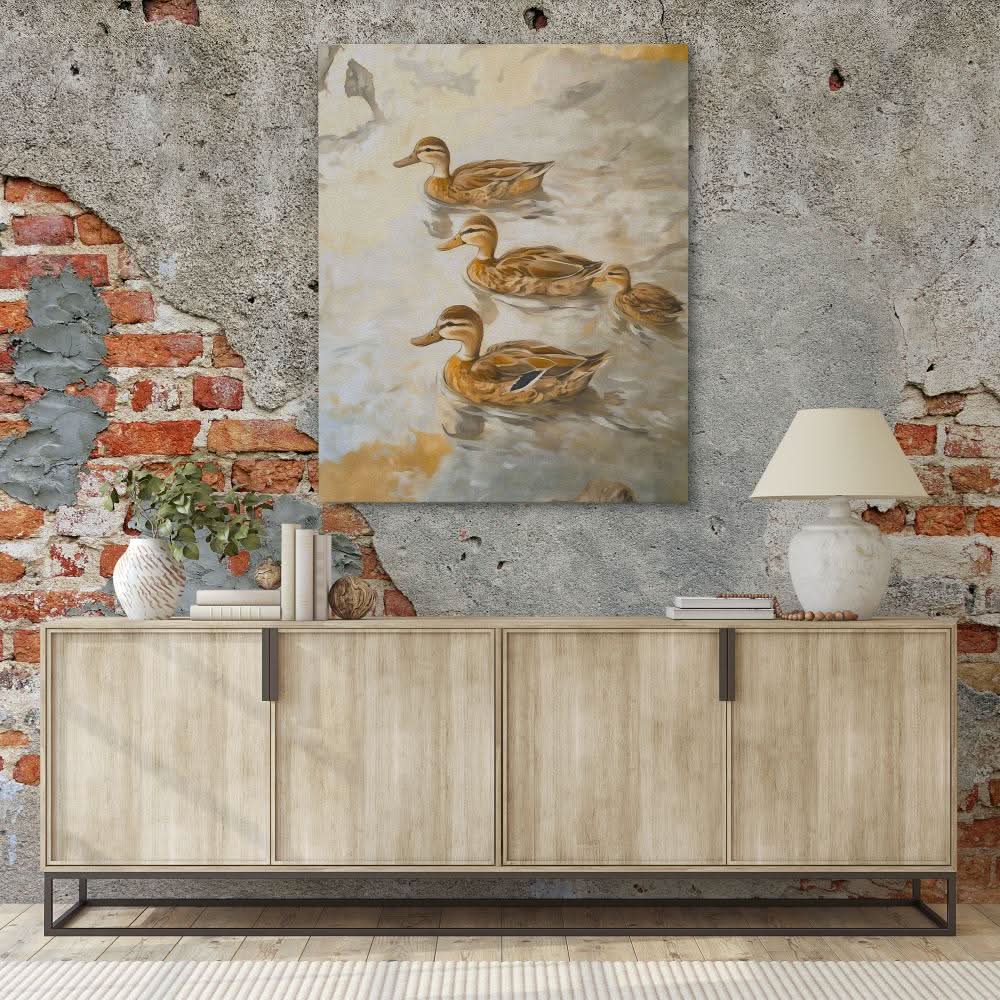 Mallard Ducklings - Large Minimalist Canvas Print