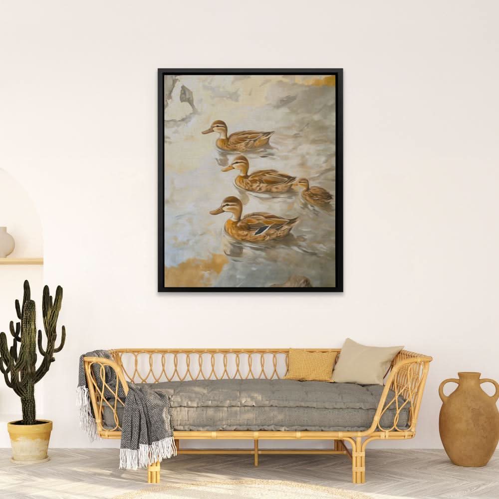 Mallard Ducklings - Beige Baby Animal Canvas Print