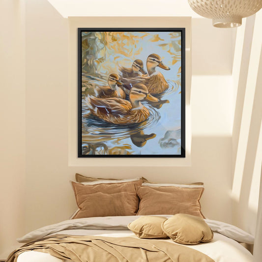 Mallard Family - Wall Art in Black Frame