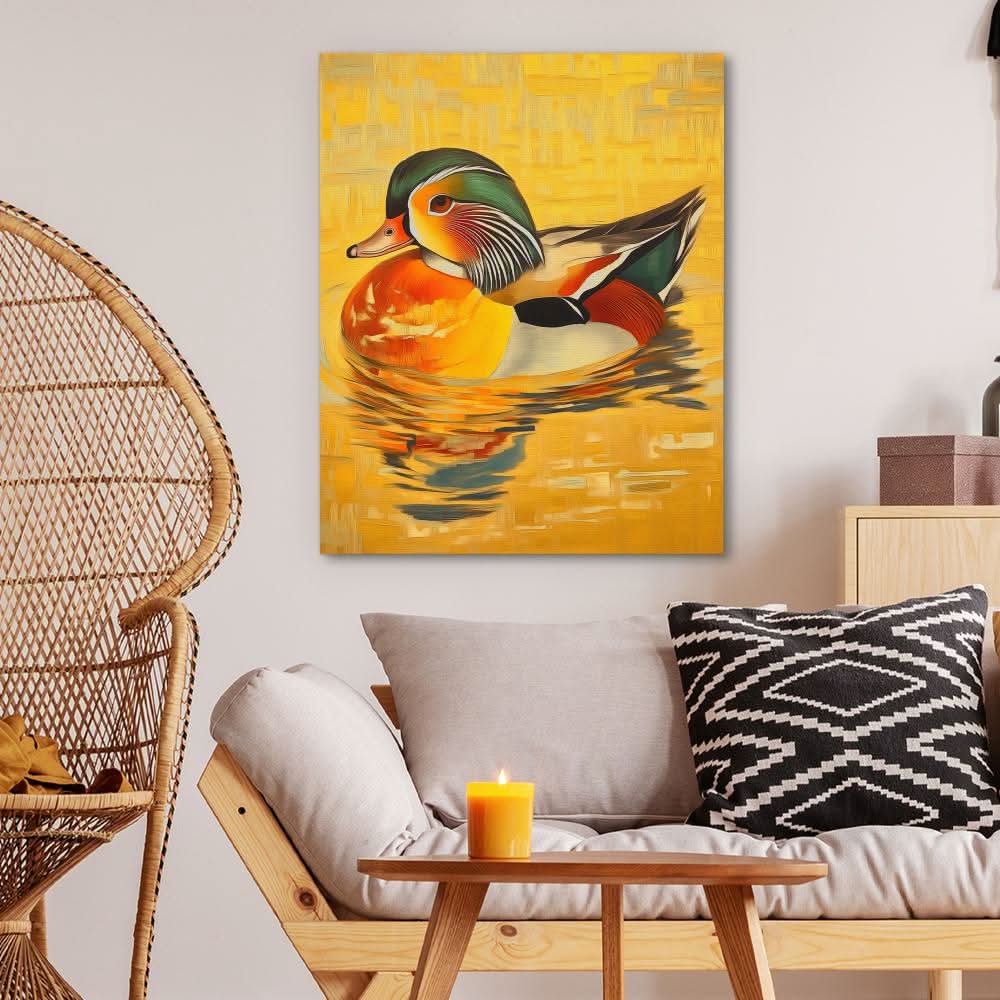 Mandarin Duck Glow - Modern Colorful Canvas Wall Art