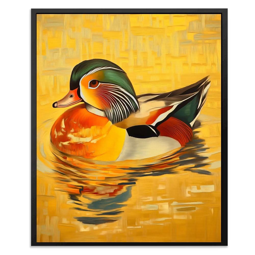 Mandarin Duck Glow - Duck Wall Art in Black Frame