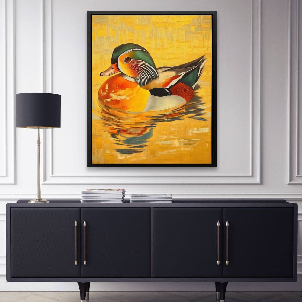 Mandarin Duck Glow - Large Modern Canvas Print
