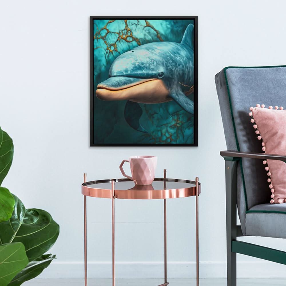 Marble Dolphin Dream - Large Modern Canvas Print