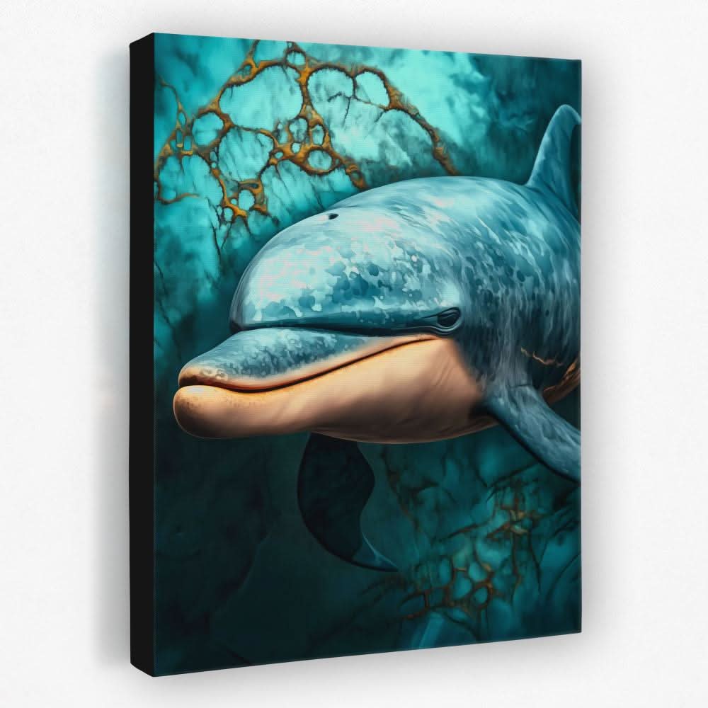 Marble Dolphin Dream - Animals Canvas Wall Art