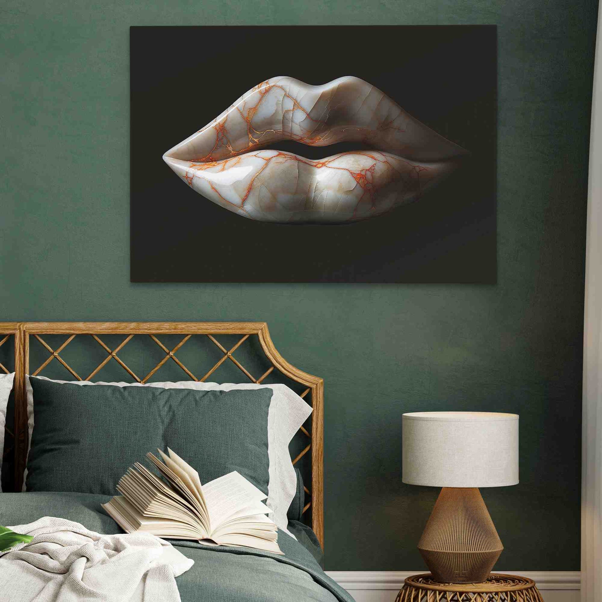 Marble Lips - Wall Art in Black Frame