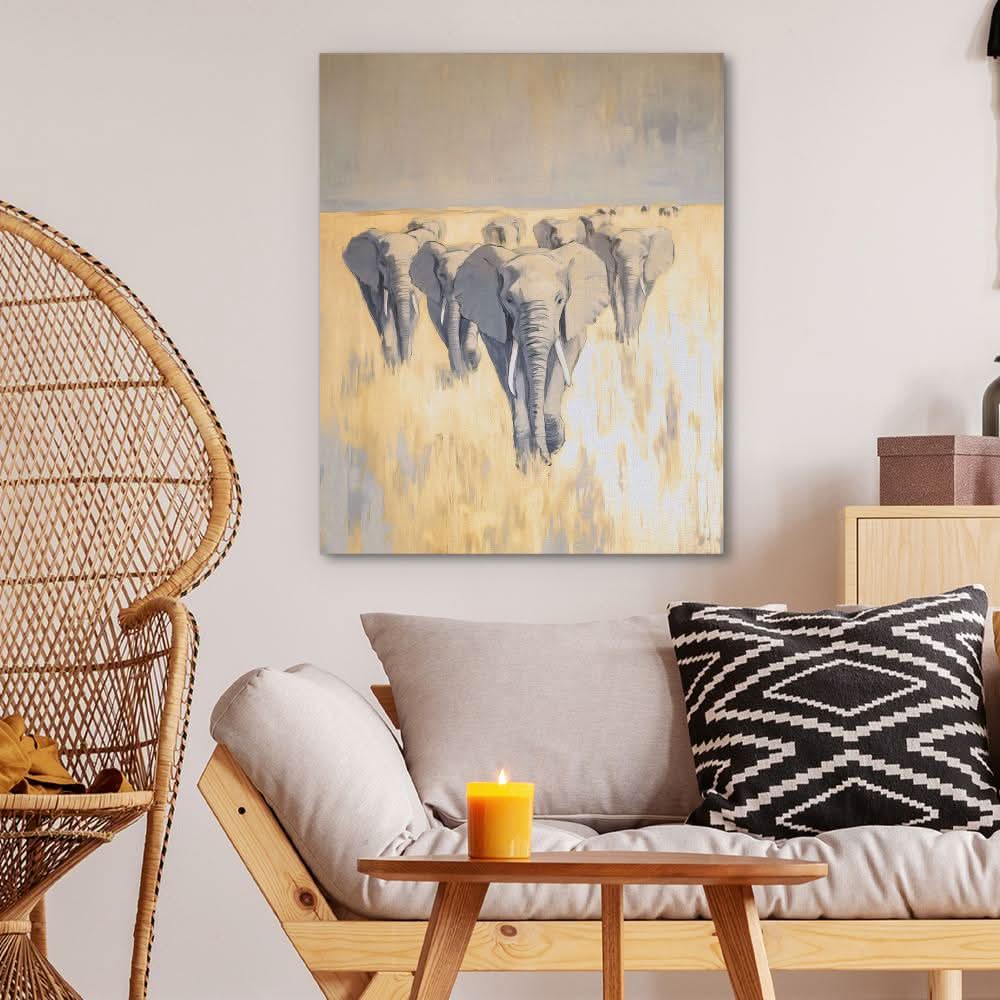 March of the Titans - Modern Earth Tones Canvas Wall Art