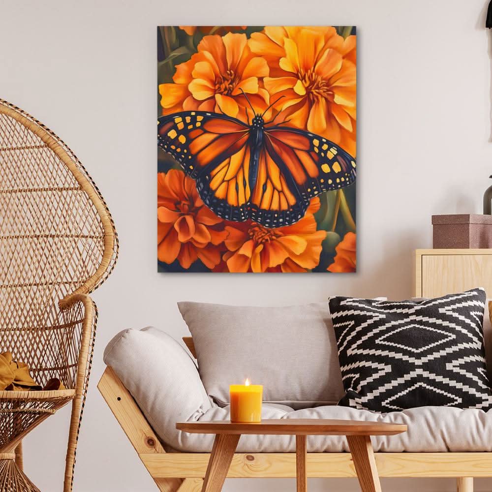 Marigold Majesty - Wall Art in Black Frame