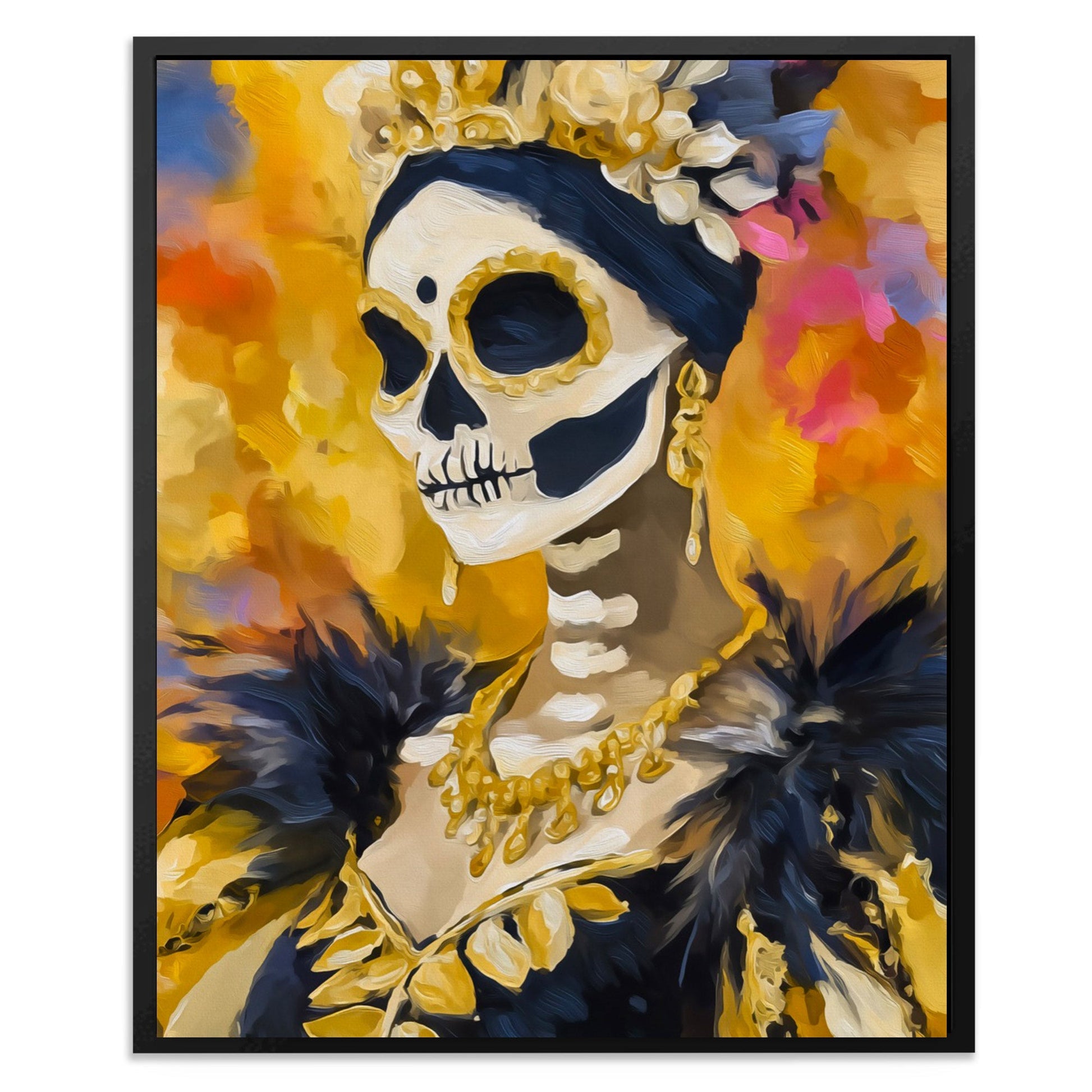 Marigold Skull Crown - Luxury Wall Art