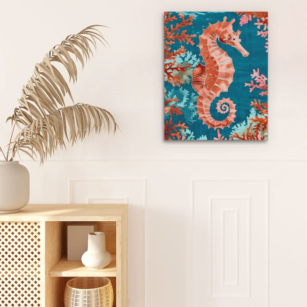 Marine Seahorse - Large Watercolor Canvas Print