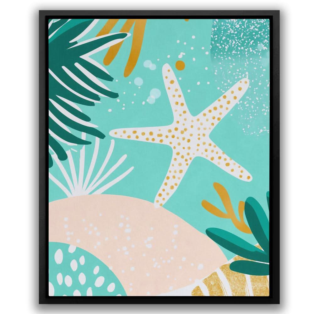 Marine Starfish - Teal Coastal Canvas Print