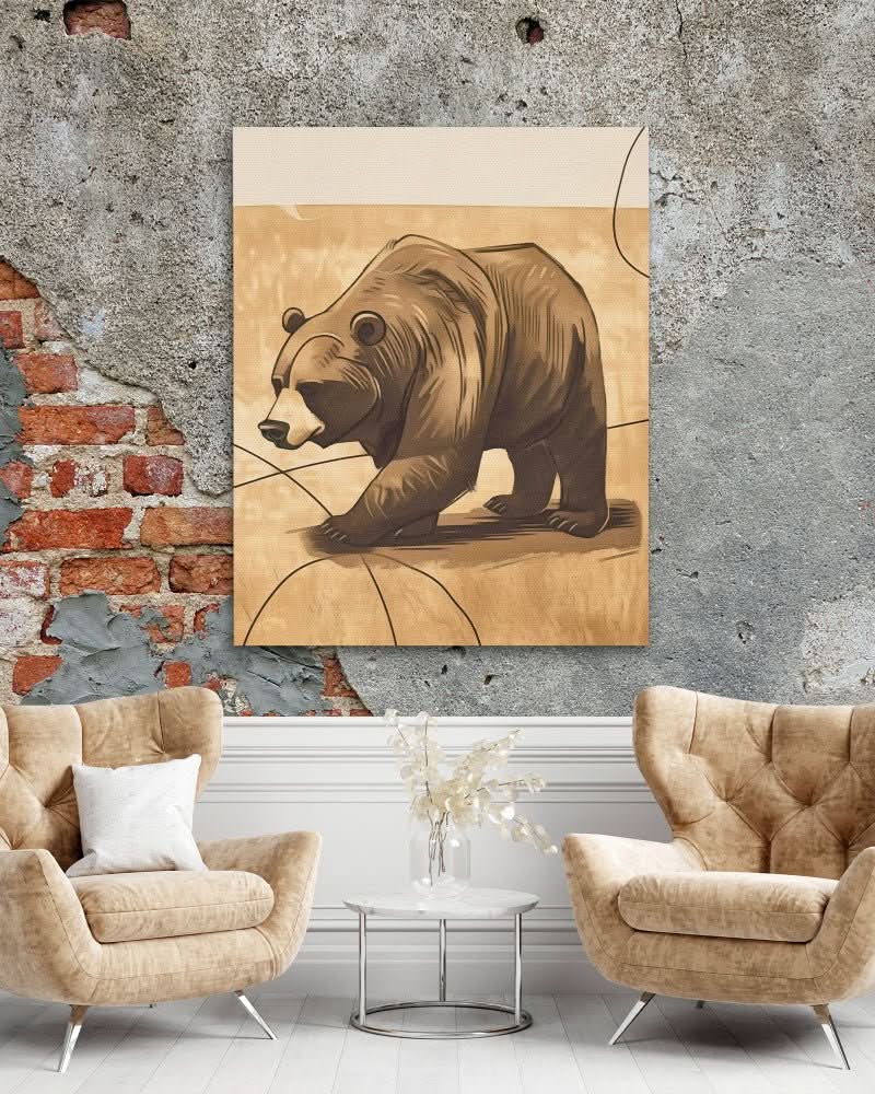 Market Bearverick - Contemporary Earth Tones Canvas Wall Art