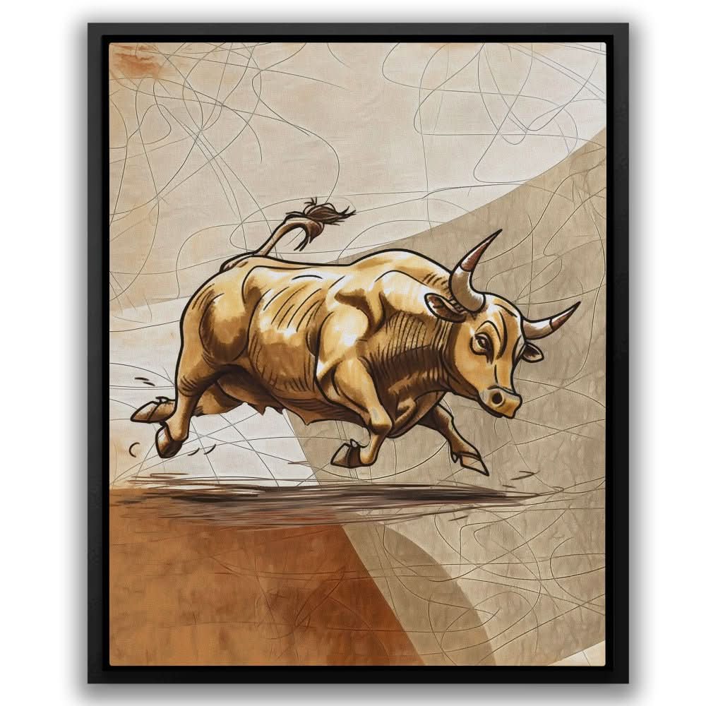 Market Opposite - Earth Tones Bull Canvas Print