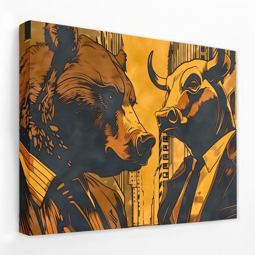 Market Rivalry - Bear Canvas Wall Art