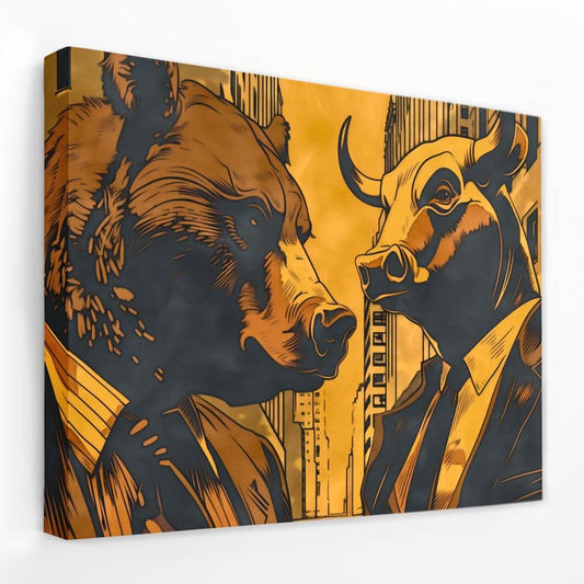 Market Rivalry - Bear Canvas Wall Art