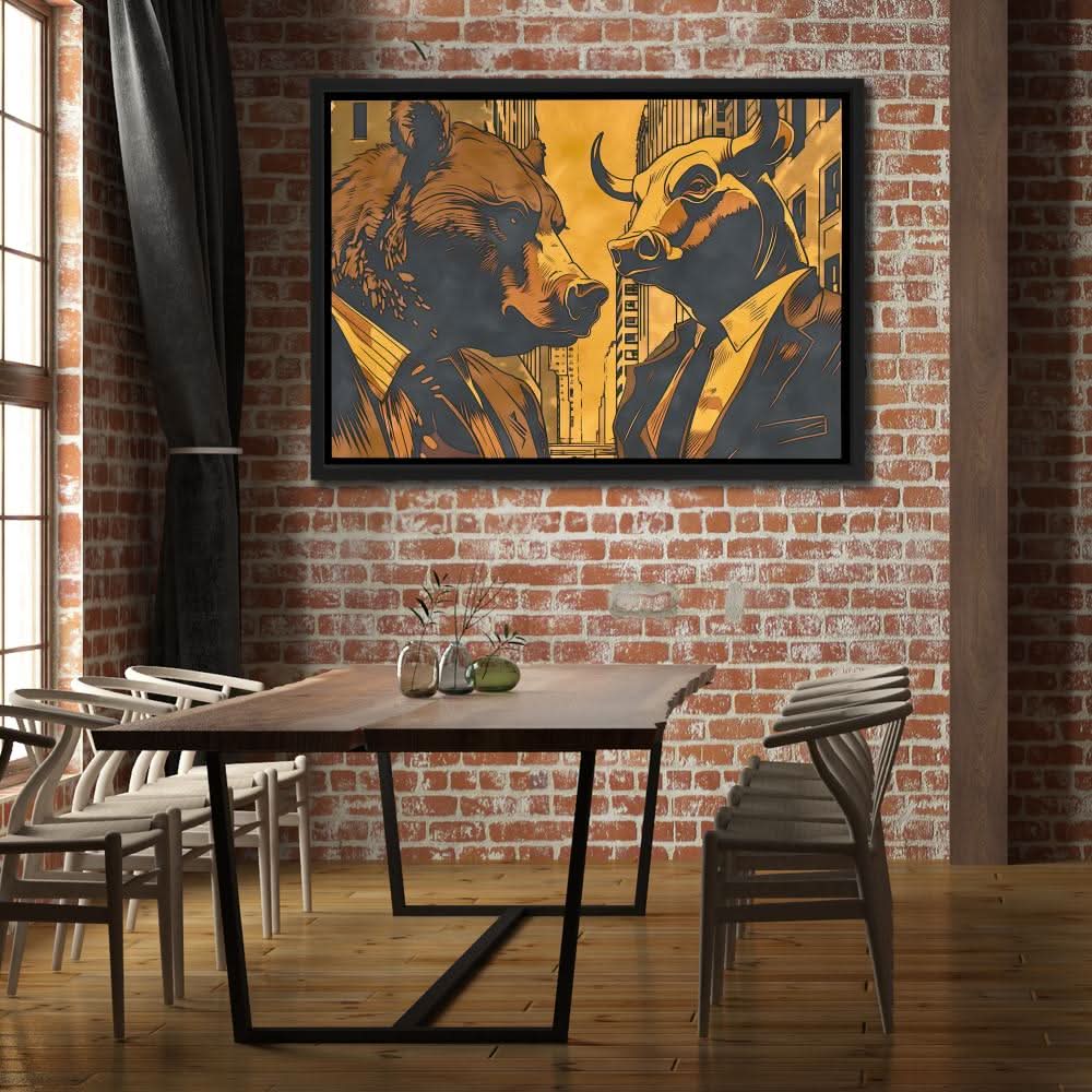 Market Rivalry - Black and Gold Wall Art for Home Office
