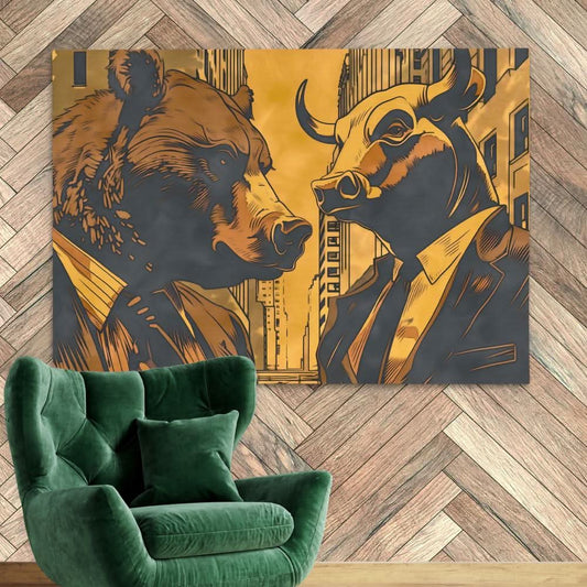 Market Rivalry - Wall Art in Black Frame